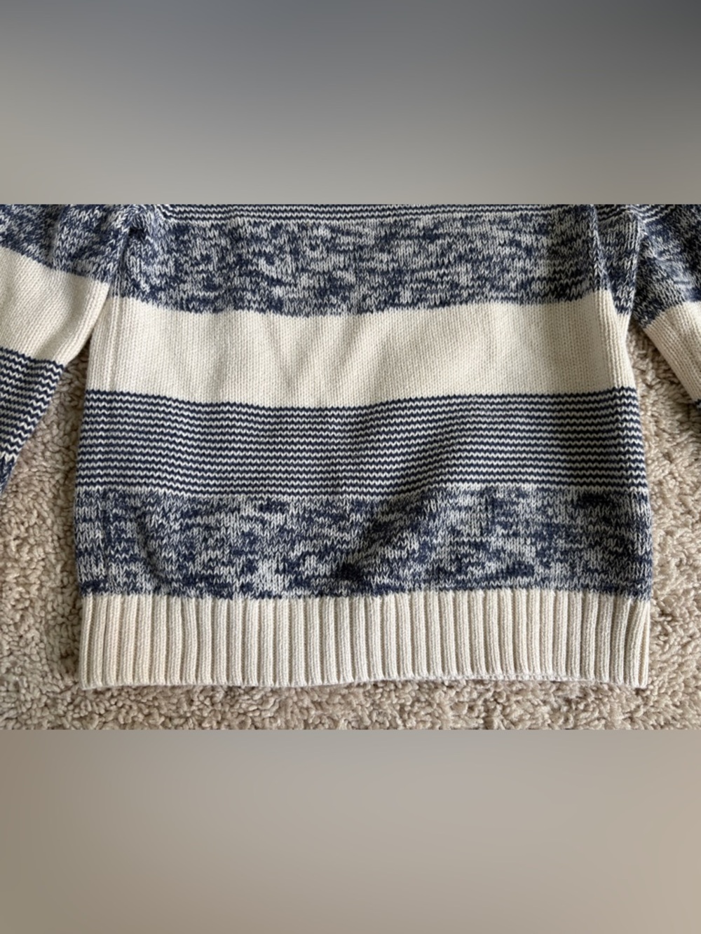 Baby GAP 2T Cream and Navy Striped Crew Neck Sweater 100% Cotton - Picture 4 of 10